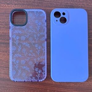 Floral Clear Purple and Solid Purple Phone Case Set